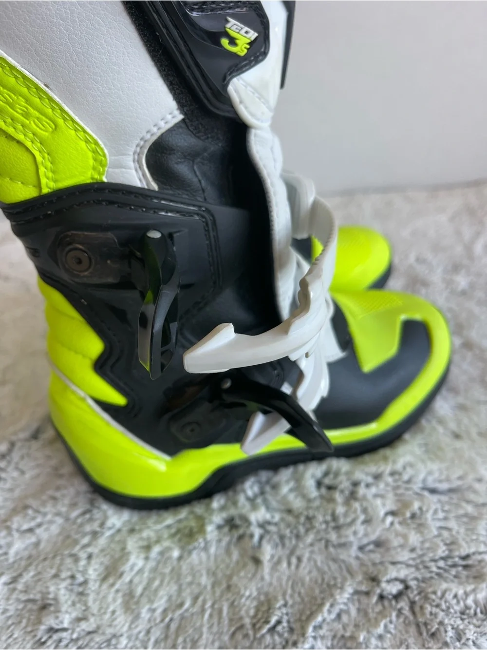 Alpinestars Black, White & Neon Yellow Motocross Boots US Youth/Big Kids 1.5 2.0